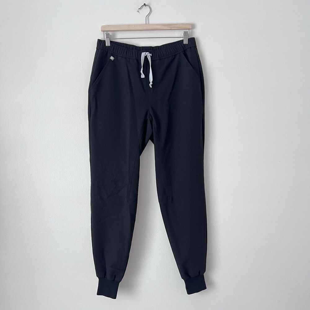 Figs Men's Black Jogger Pants with White Drawstring